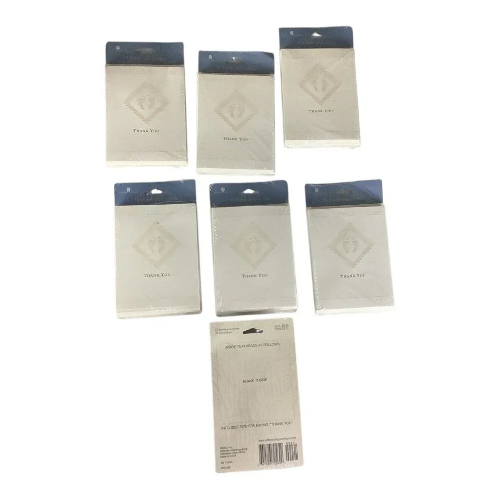 American Greetings Thank You Cards With Envelopes 7 Packs Footprint Design Blank